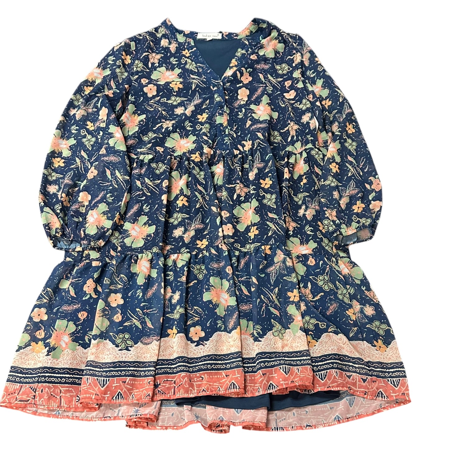 INDIGO SOUL NAVY BLUE FLORAL DRESS 275 LARGE