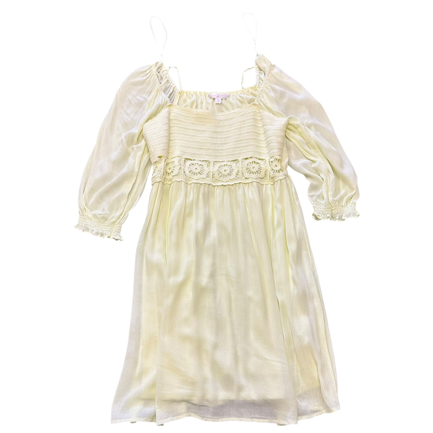 LAUREN CONRAD PASTEL YELLOW CROCHET DRESS 84 MEDIUM