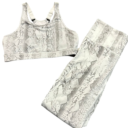 MONO B WHITE GRAY SNAKESKIN ATHLETIC SET BRA LEGGINGS 27 MEDIUM