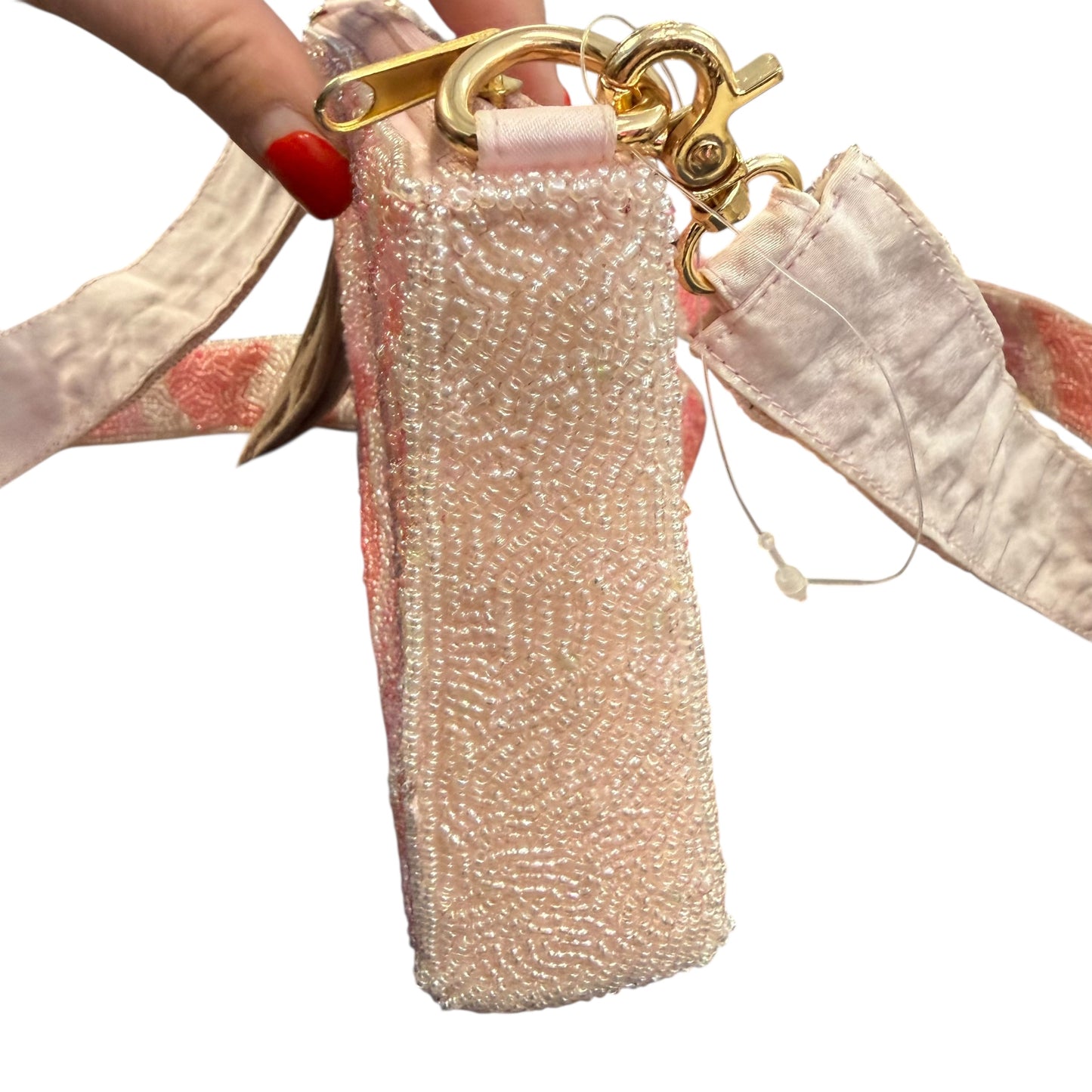 PINK WHITE BEADED CROSSBODY PURSE 158