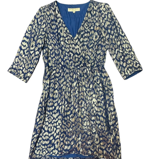 TRINA TURK BLUE SILVER ANIMAL PRINT DRESS 241 SZ 8