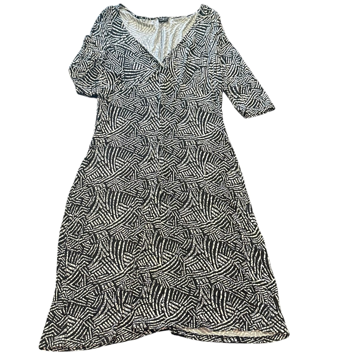 TRIBAL BLACK WHITE MIDI DRESS 100 MEDIUM