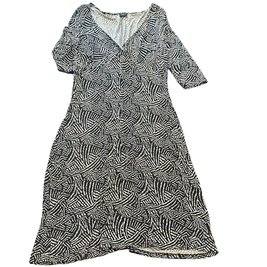 TRIBAL BLACK WHITE MIDI DRESS 100 MEDIUM