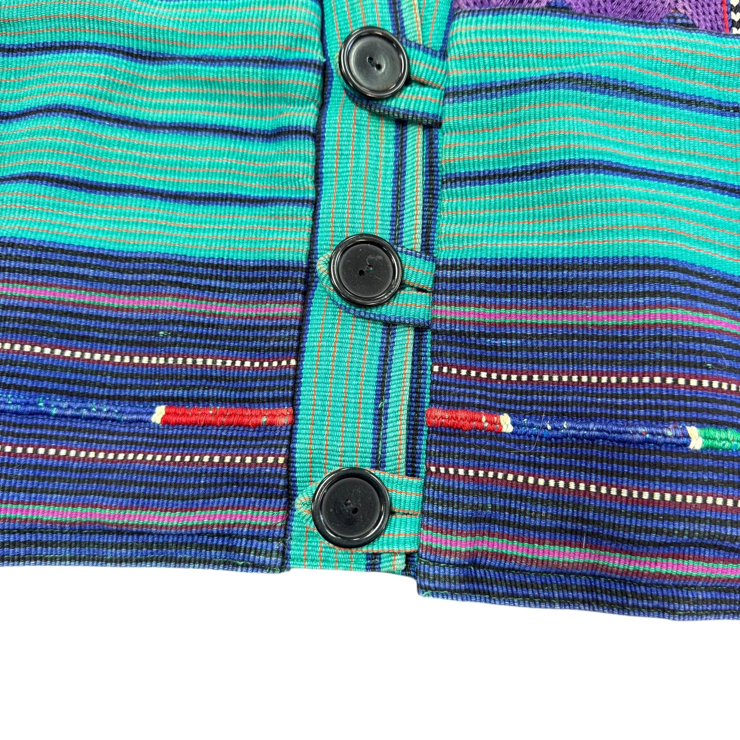 GUATEMALEN VINTAGE HANDMADE JACKET STRIPED EMBROIDERED 100 MEDIUM