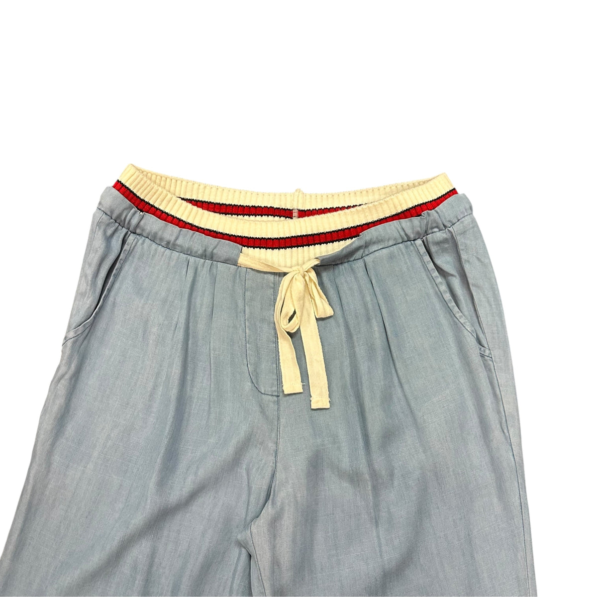 ENTRO CHAMBRAY JOGGERS SWEATER DETAIL NWT 100 SMALL
