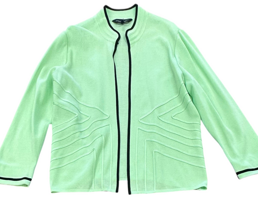 MING WANG GREEN KNIT CARDIGAN 100 LARGE