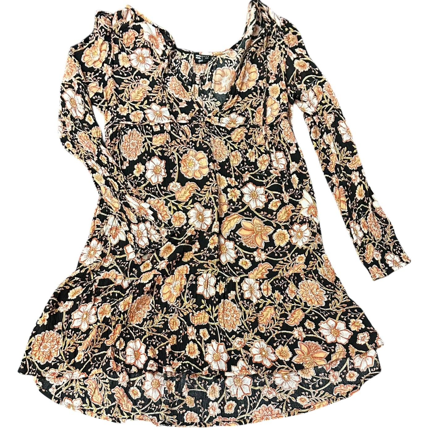 BILLA BONG BLACK FLORAL DRESS GAUZE 200 SMALL