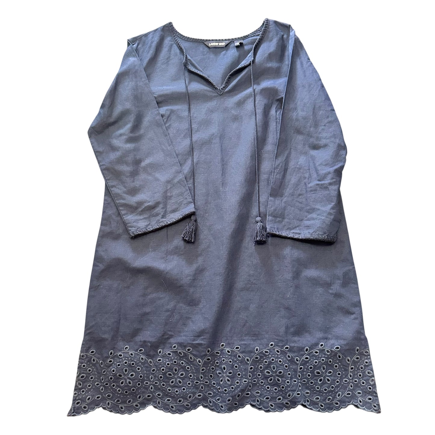 LANDS' END NAVY TASSEL DRESS 100 SMALL
