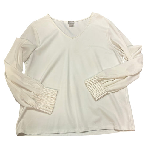 CHICOS BEIGE LONG SLEEVE V NECK BLOUSE 11 LARGE