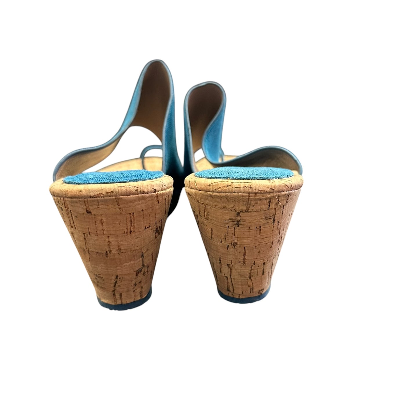 DONALD PLINER GYER BLUE CORK PLATFORM SANDALS 276 SZ 10