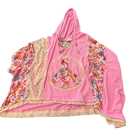 POL PINK PEACE OVERSIZED HOODED SHIRT 100 LARGE