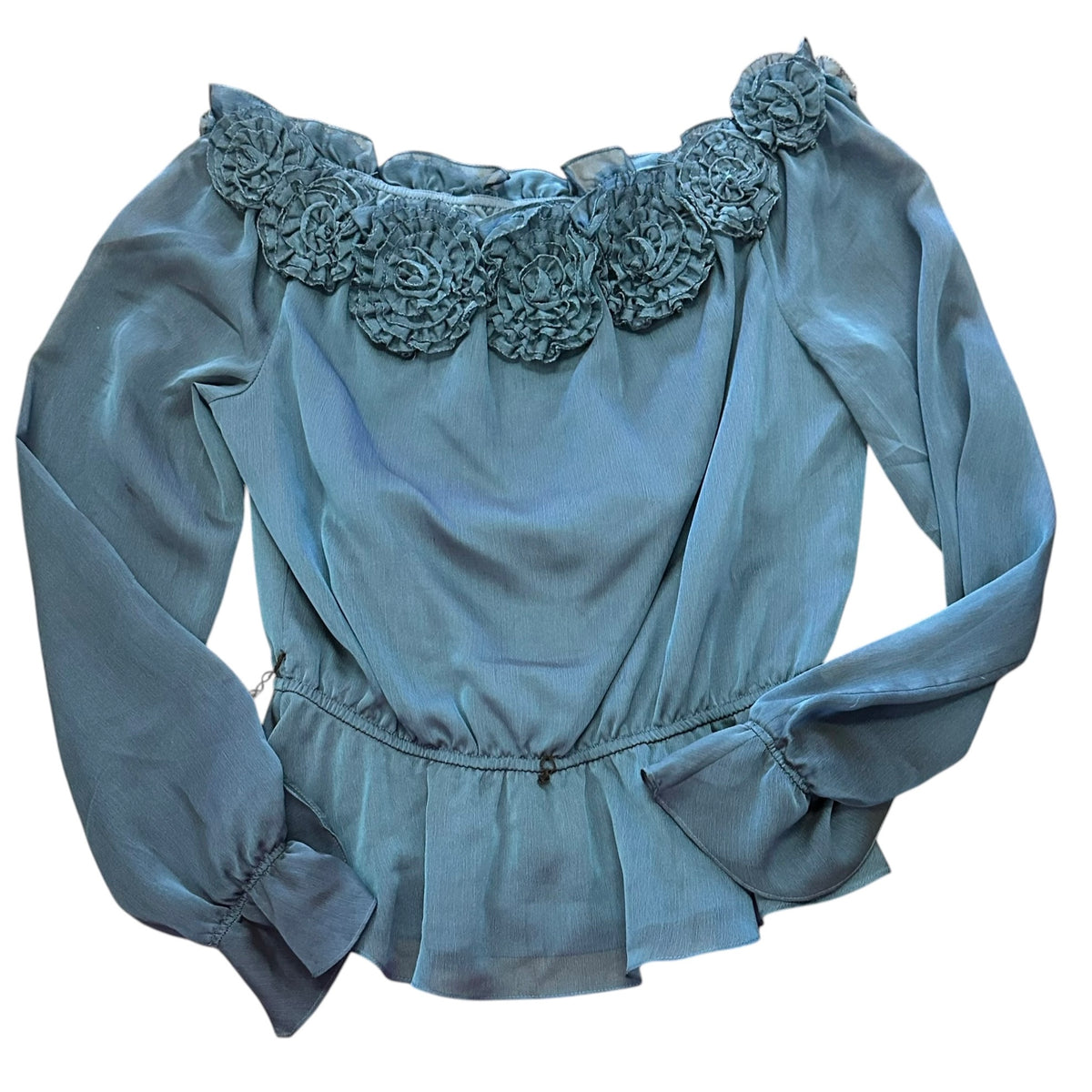 ADRIANNA PAPPEL NAVY FLORAL BLOUSE  100 MEDIUM