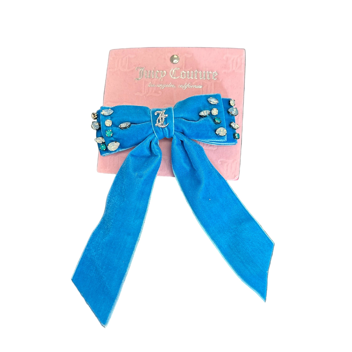 JUICY COUTURE VELVET BLUE RHINESTONE BOW NEW 289