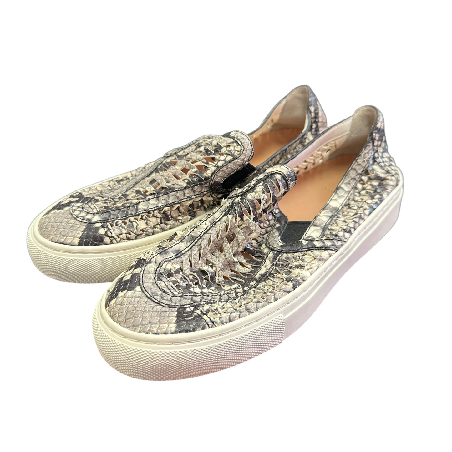 TORY BURCH HUARACHE WEAVE SNAKESKIN LEATHER SNEAKERS 100 SZ 5.5