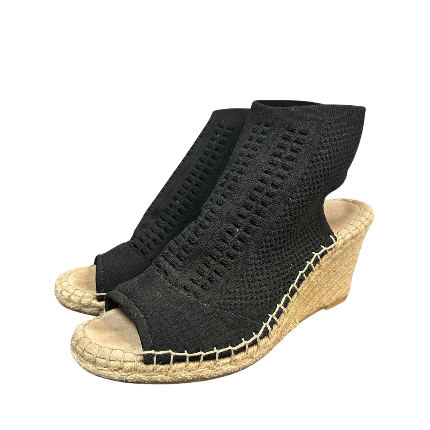 BLACK KNIT UPPER ESPADRILLE WEDGES 279 SZ 9.5
