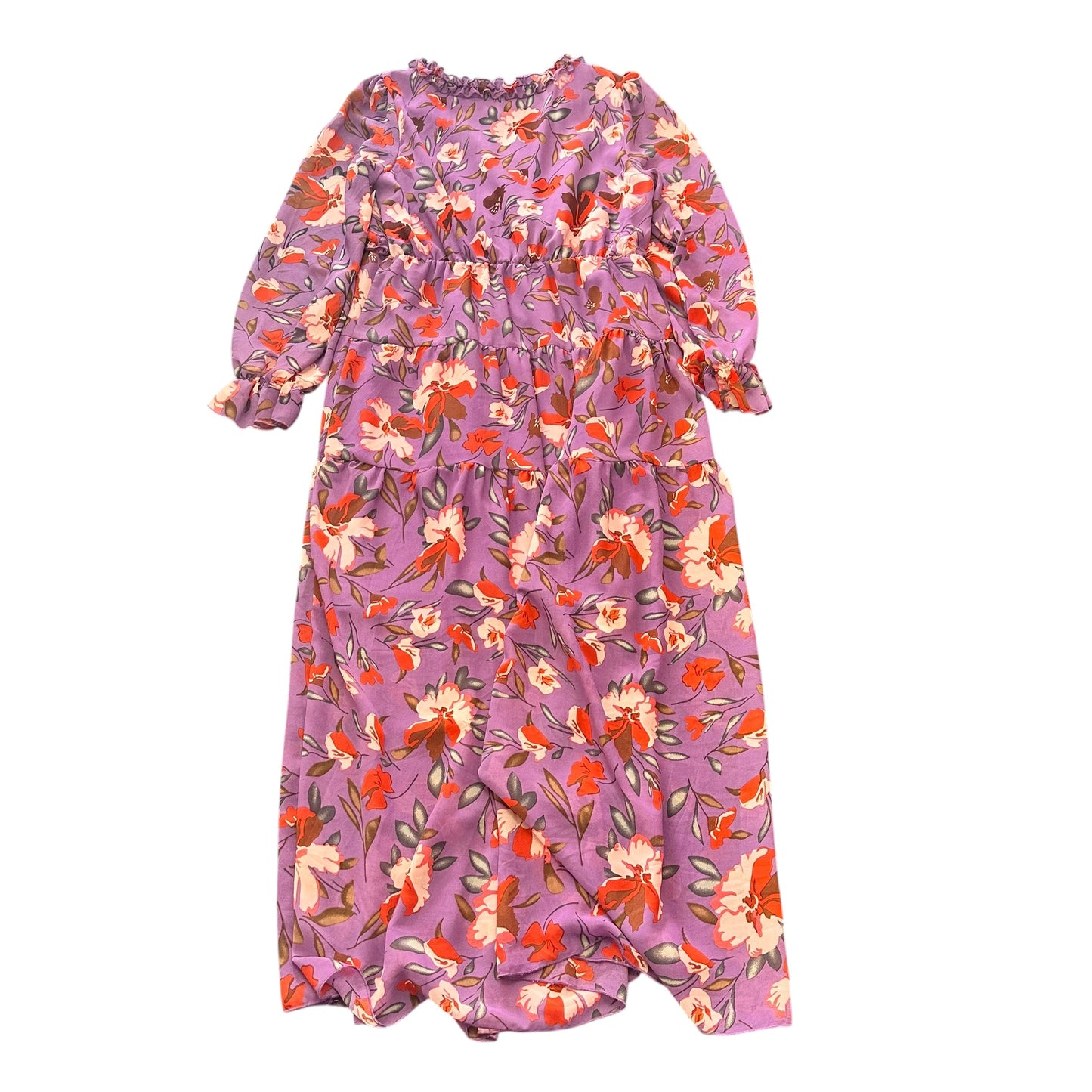 PURPLE FLORAL LONG MAXI DRESS 275 LARGE