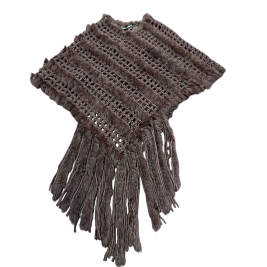 BROWN WOVEN FAUX FUR SCARF SHAWL FRINGE TRIM 100 ONE SIZE