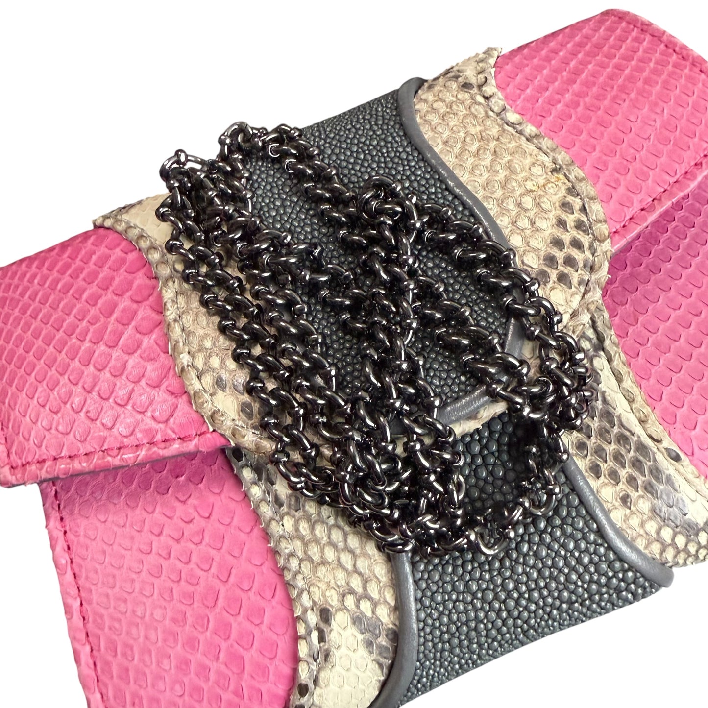 KHIRMA PYTHON CLUTCH CROSSBODY PINK BLACK 6