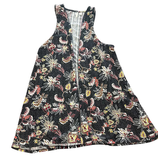 CATO BLACK KNIT FLORAL VEST 124 LARGE