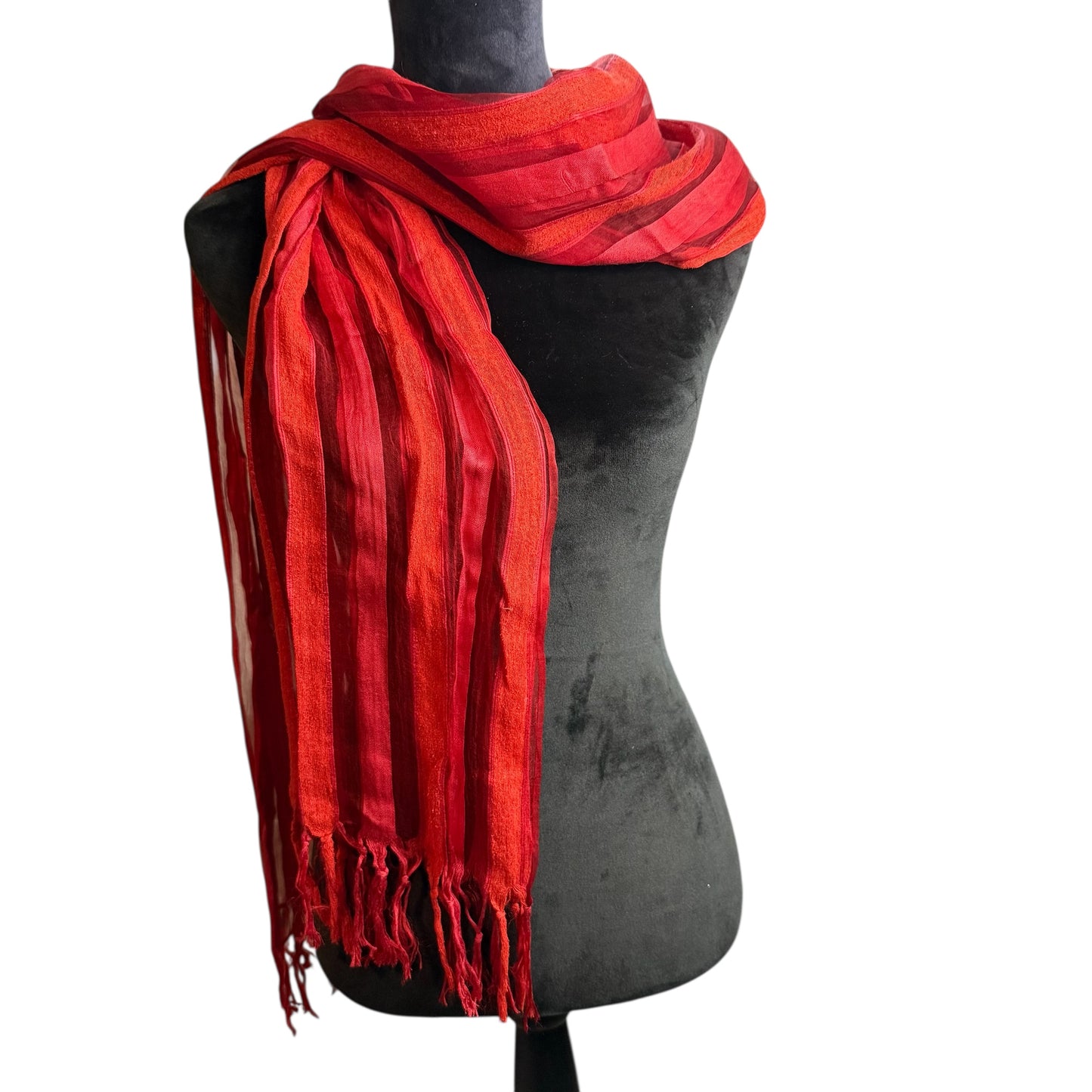 RED ORANGE STRIPED SCARF 227
