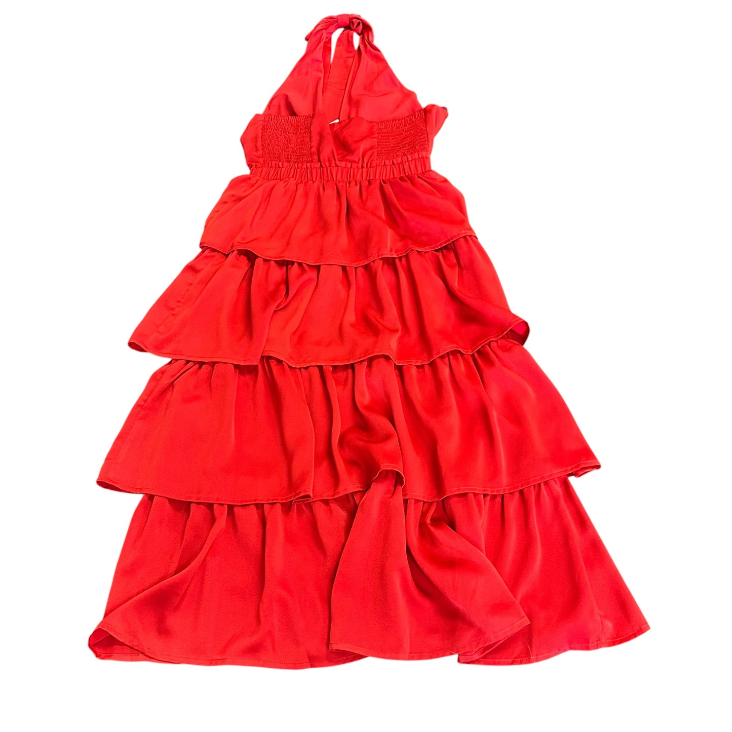 ADELYN RAE RED HALTER RUFFLE TIERED DRESS NWT 14 SMALL