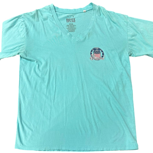 ROYCE BRAND TEAL SHINING V NECK TSHIRT 100 LARGE