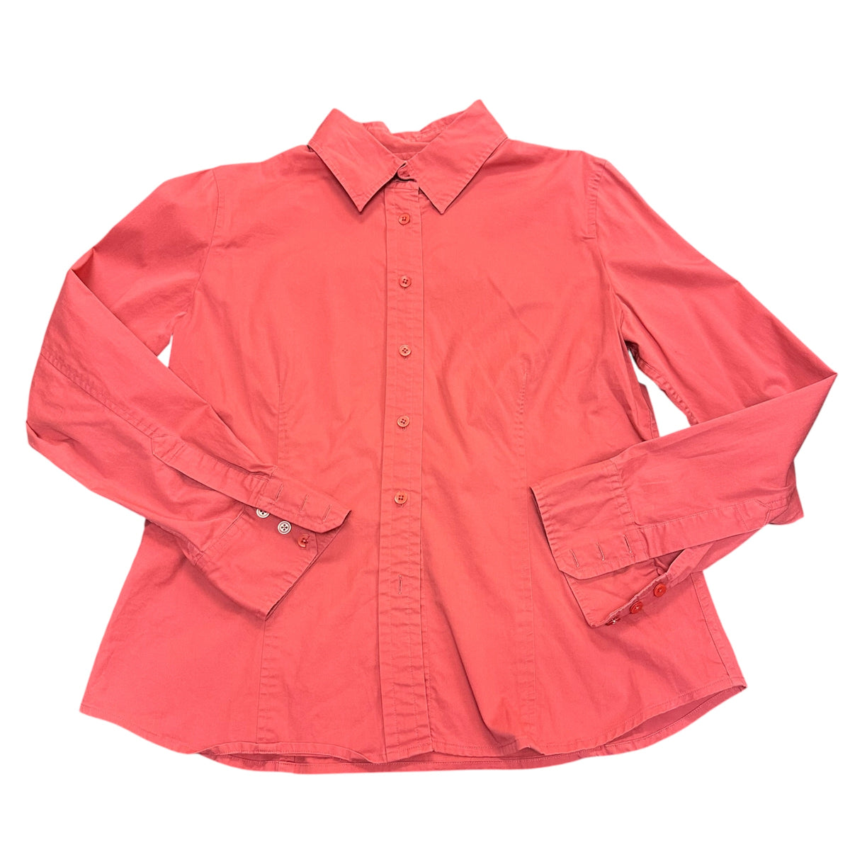 TALBOTS STRETCH SALMON BUTTON UP BLOUSE 38 MEDIUM