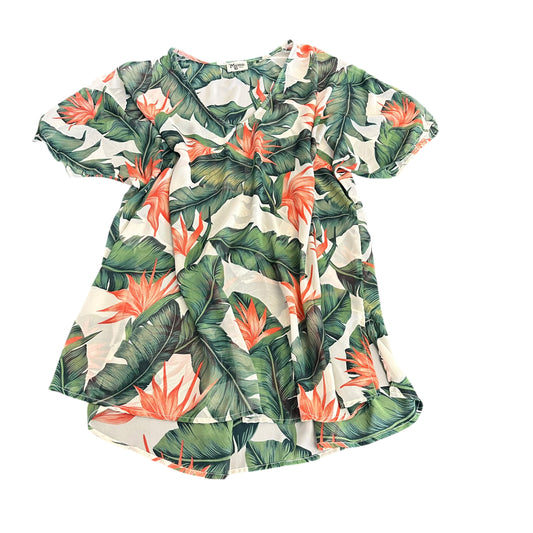 SHOW ME YOUR MUMU WHITE TROPICAL SEMI SHEER TUNIC TOP 256 SMALL