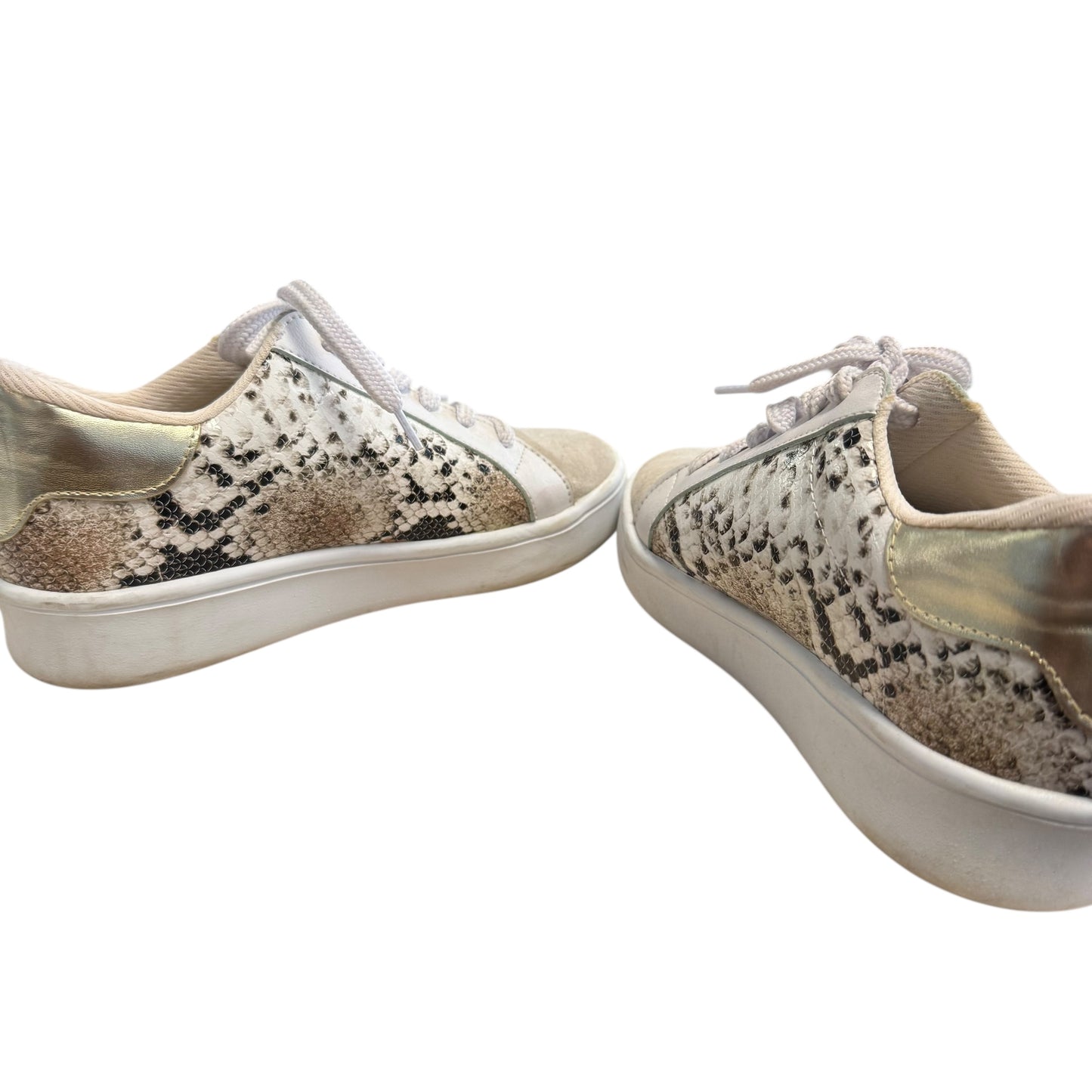 PINK LILY WHITE SNAKESKIN SNEAKERS 100 SZ 8