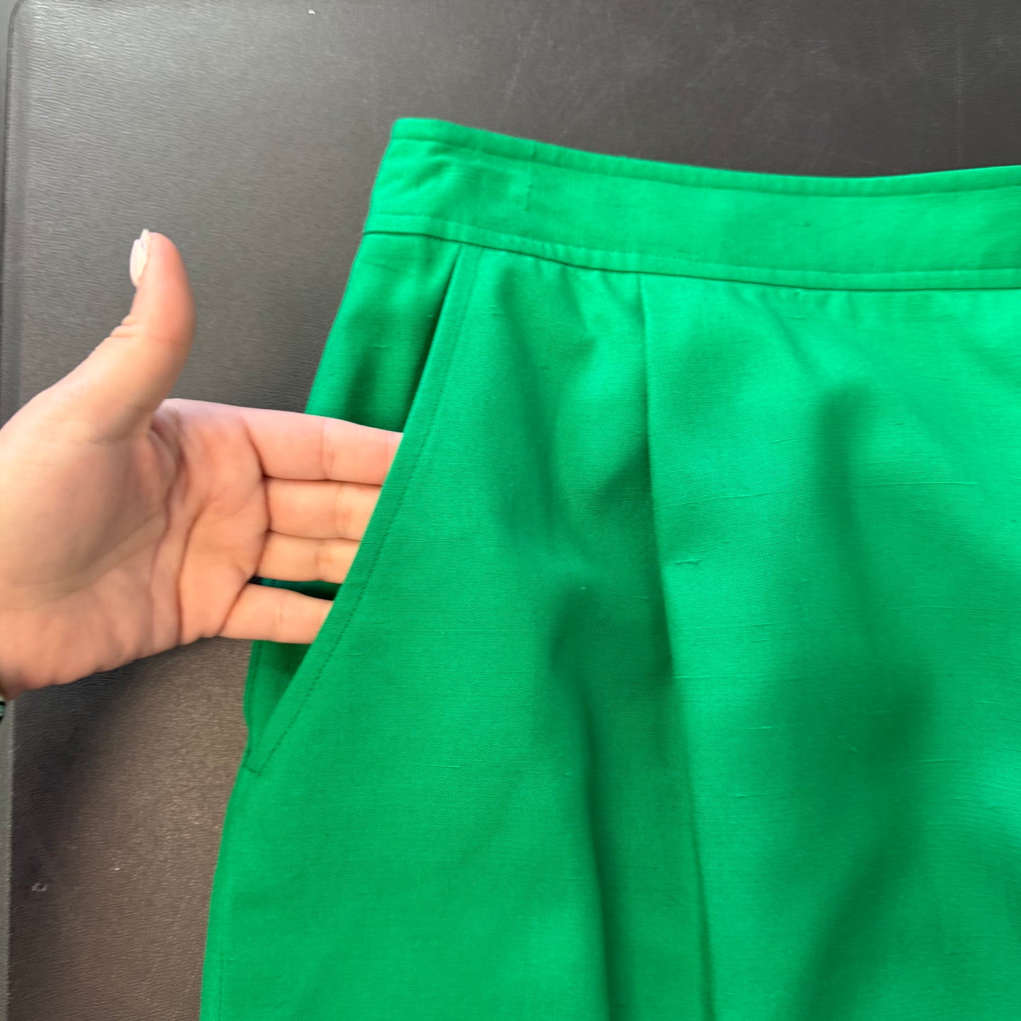 VINTAGE 100% SILK PENCIL SKIRT GREEN 100 SZ 4-6