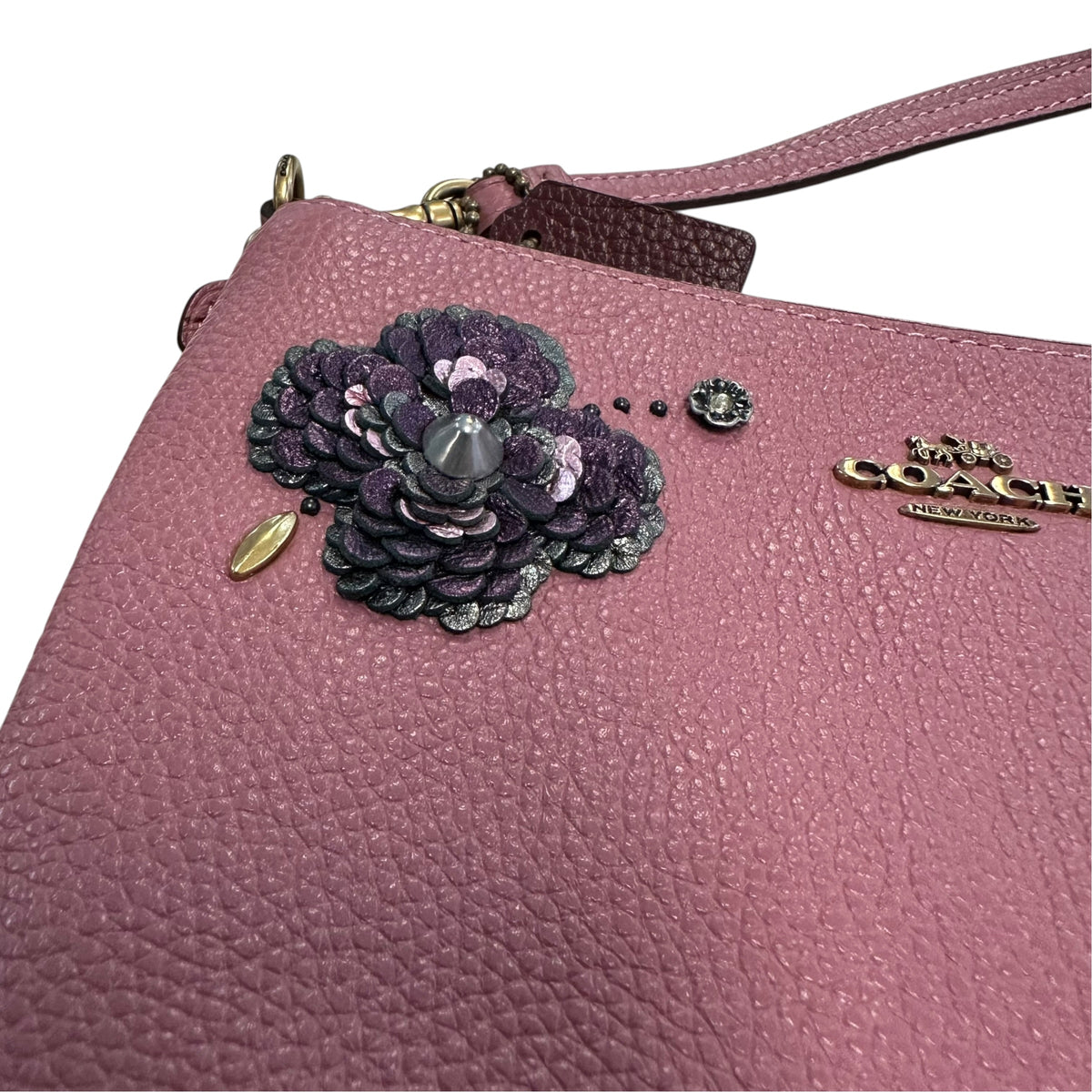 COACH NOLITA WRISTLET ROSE PEBBLE LEATHER SEQUINS 158