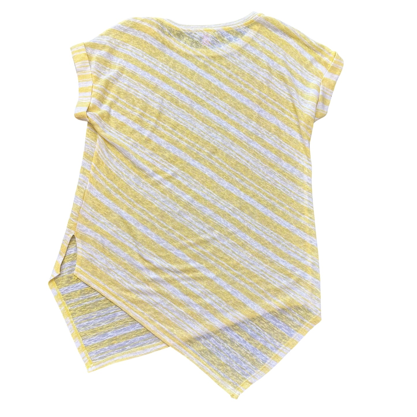 VINCE CAMUTO YELLOW WHITE STRIPED KNIT BLOUSE 100 SMALL