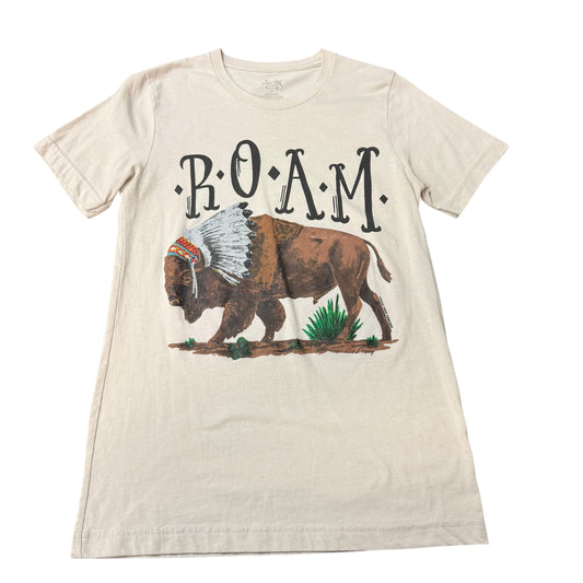 TEXAS TRUE BEIGE ROAM BUFFALO TSHIRT 158 SMALL