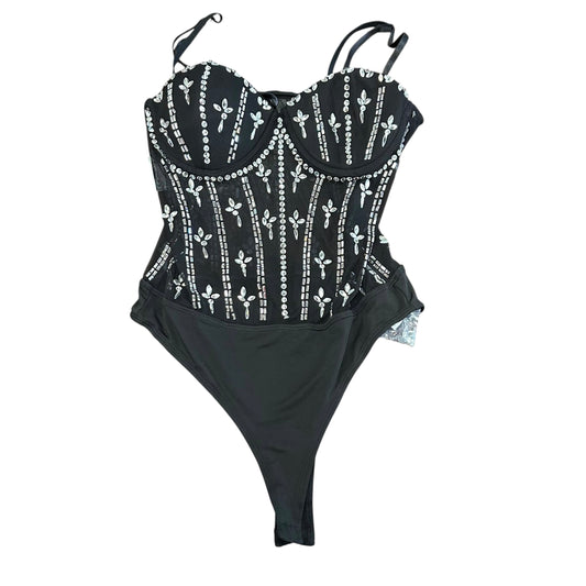 BANJUL BLACK JEWELED CORSET BODYSUIT 158 NWOT MEDIUM
