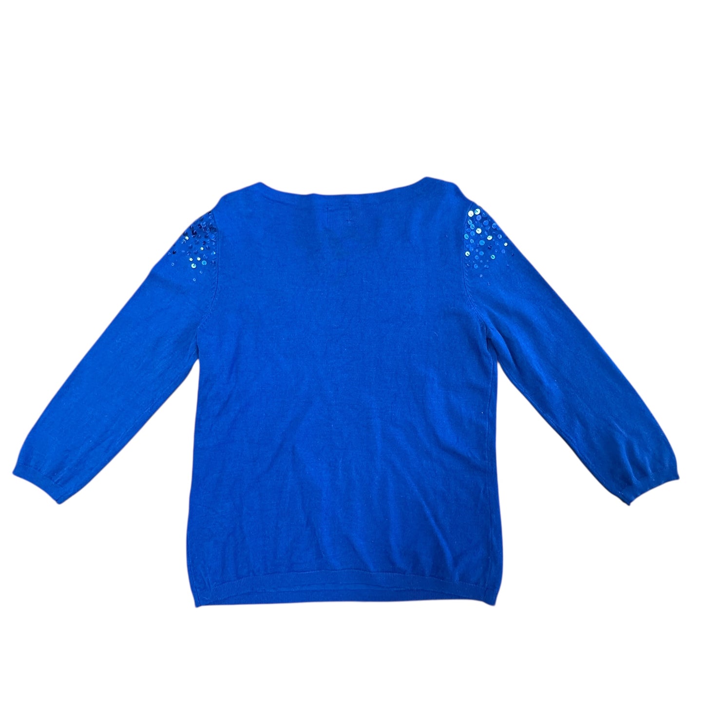 RUBY RD BLUE KNIT SEQUINS BLOUSE 200 MEDIUM