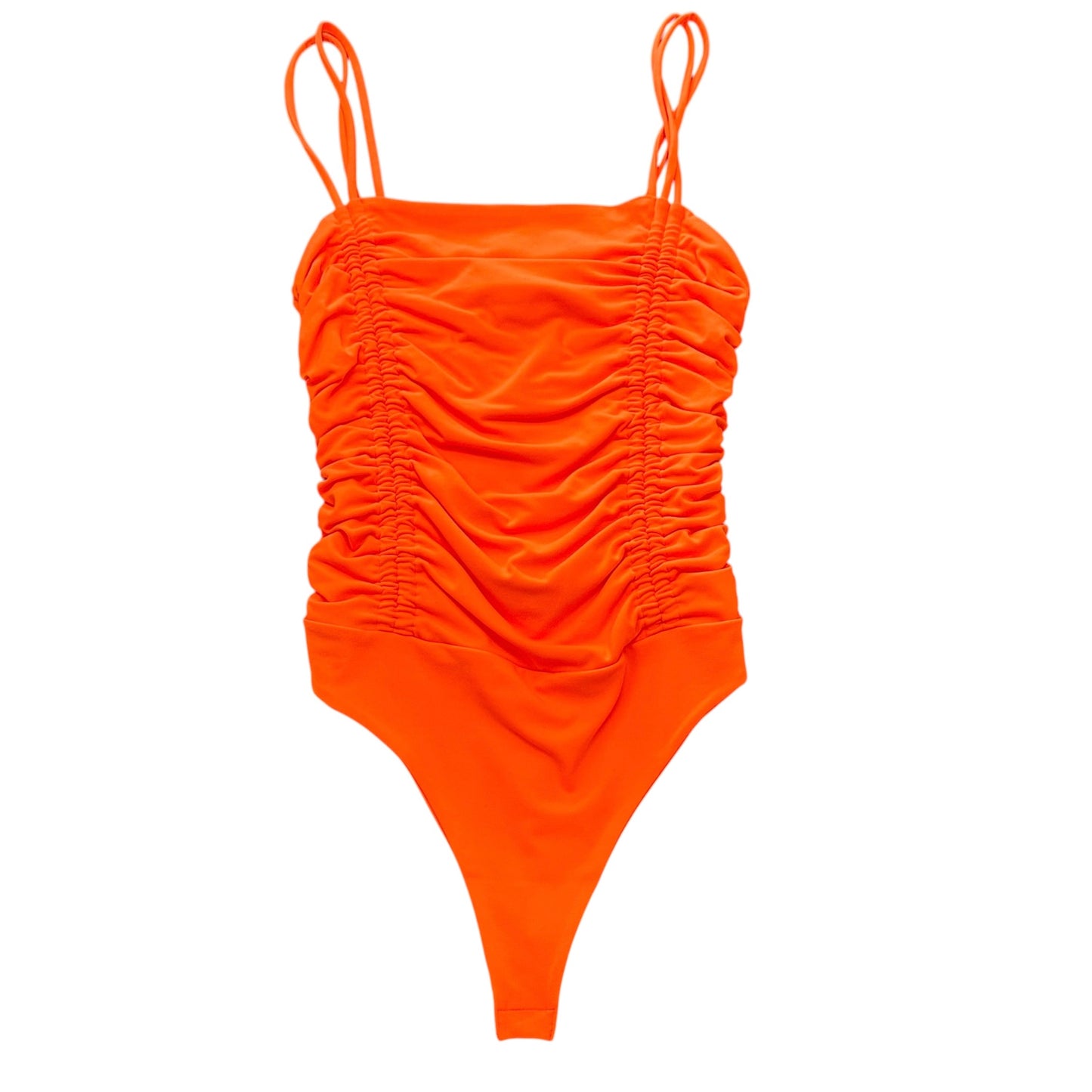 SUSAN MONACO NEON ORANGE LAVA SLEEVELESS BODYSUIT NWT 122 MEDIUM