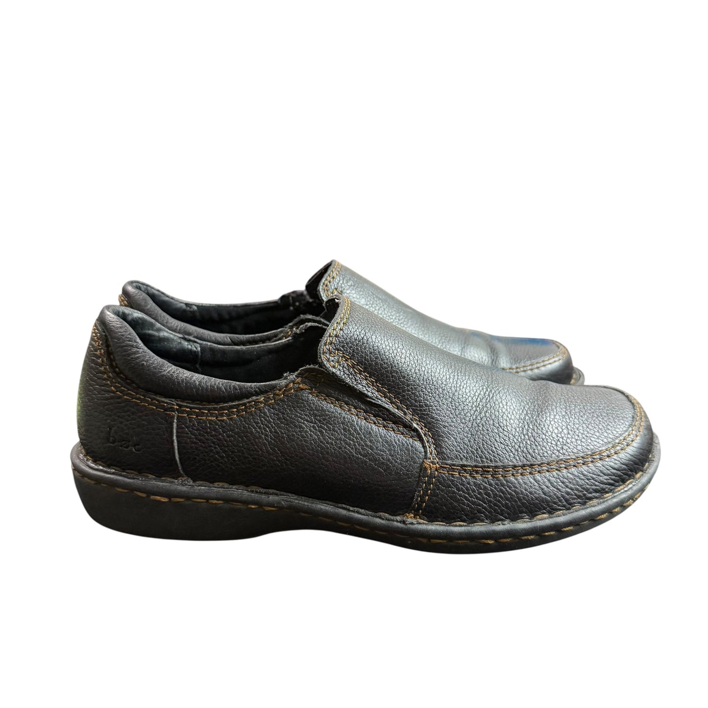 BOC BLACK LEATHER SLIP ON COMFORT SHOES 100 SZ 7.5