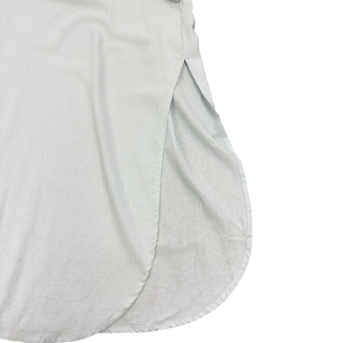 AQUA LIGHT BLUE LIGHTWEIGHT LINEN BLEND COLLARED V NECK DRESS SLITS 58 LARGE