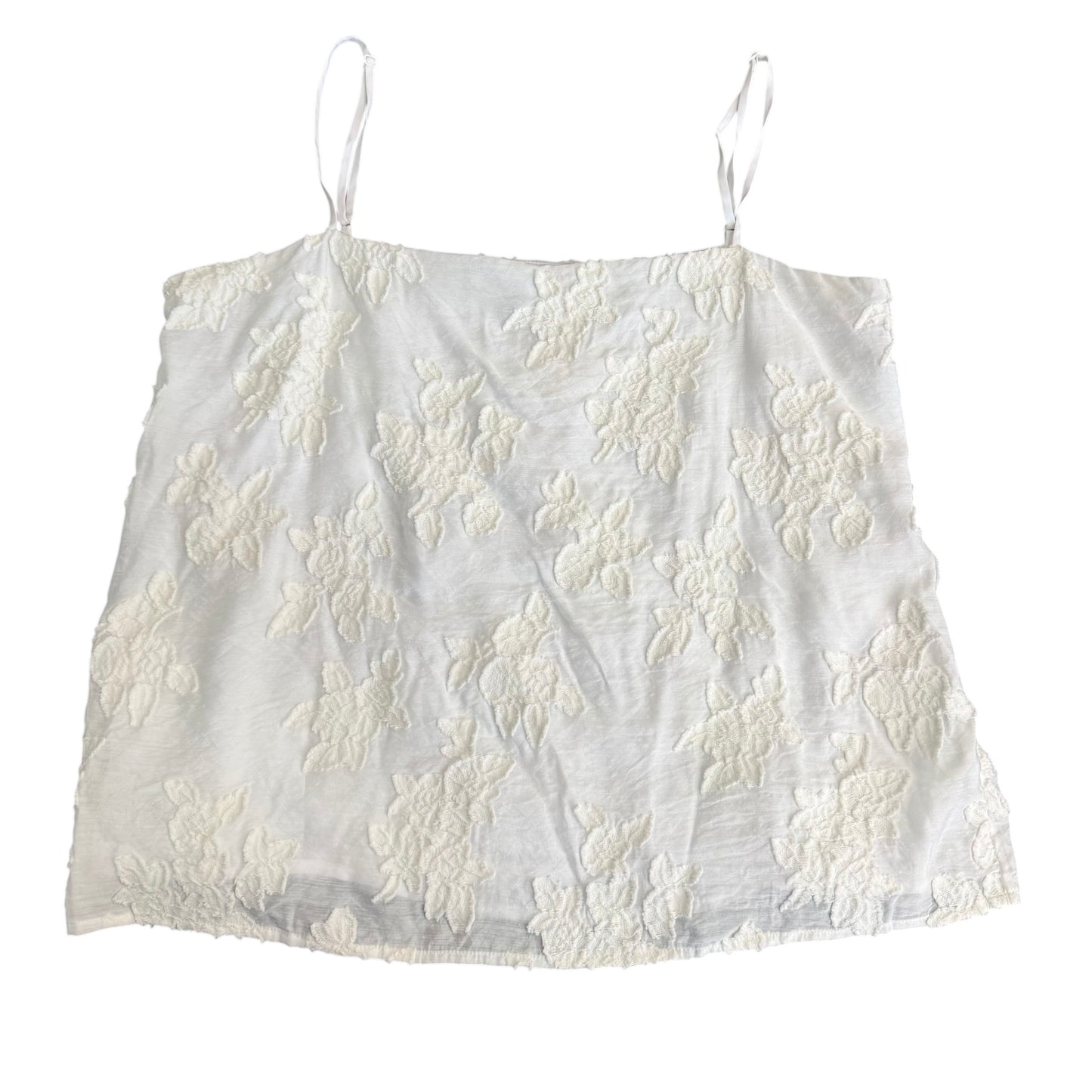 VINCE WHITE FLORAL TEXTURED SLEEVELESS BLOUSE 100 LARGE