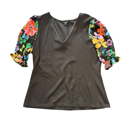 SAINT & SOFIA BLACK FLORAL SLEEVE BLOUSE 100 SZ 10
