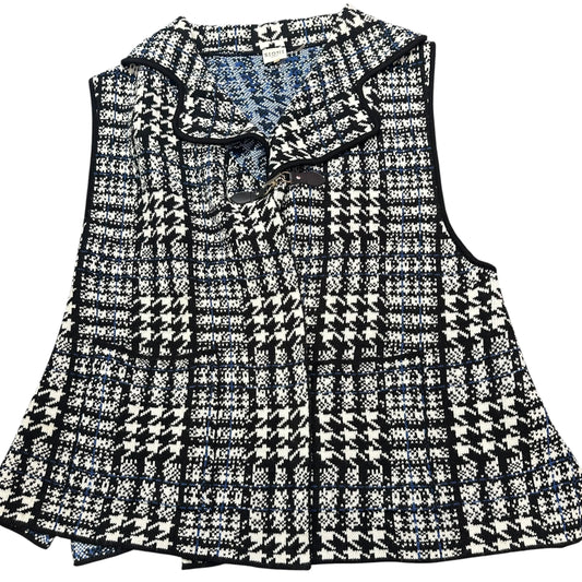 SIONI BLACK WHITE HOUNDSTOOTH KNIT VEST 100 2X
