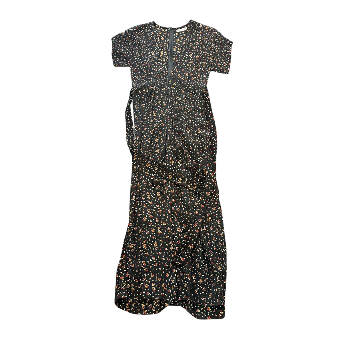 FAITHFULL BLACK FLORAL WIDE LEG JUMPSUIT 100 XS