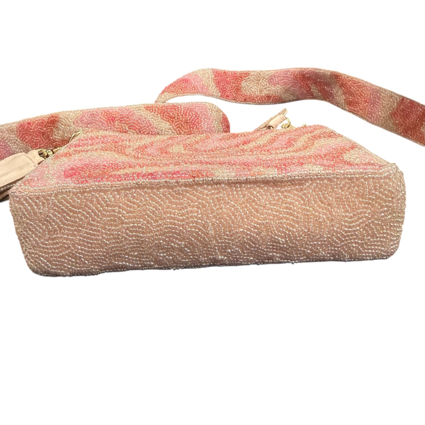PINK WHITE BEADED CROSSBODY PURSE 158