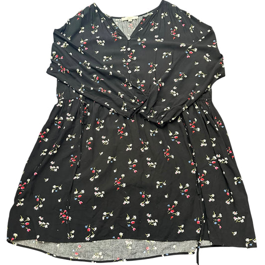 LOFT BLACK LONG SLEEVE FLORAL DRESS 164 XL