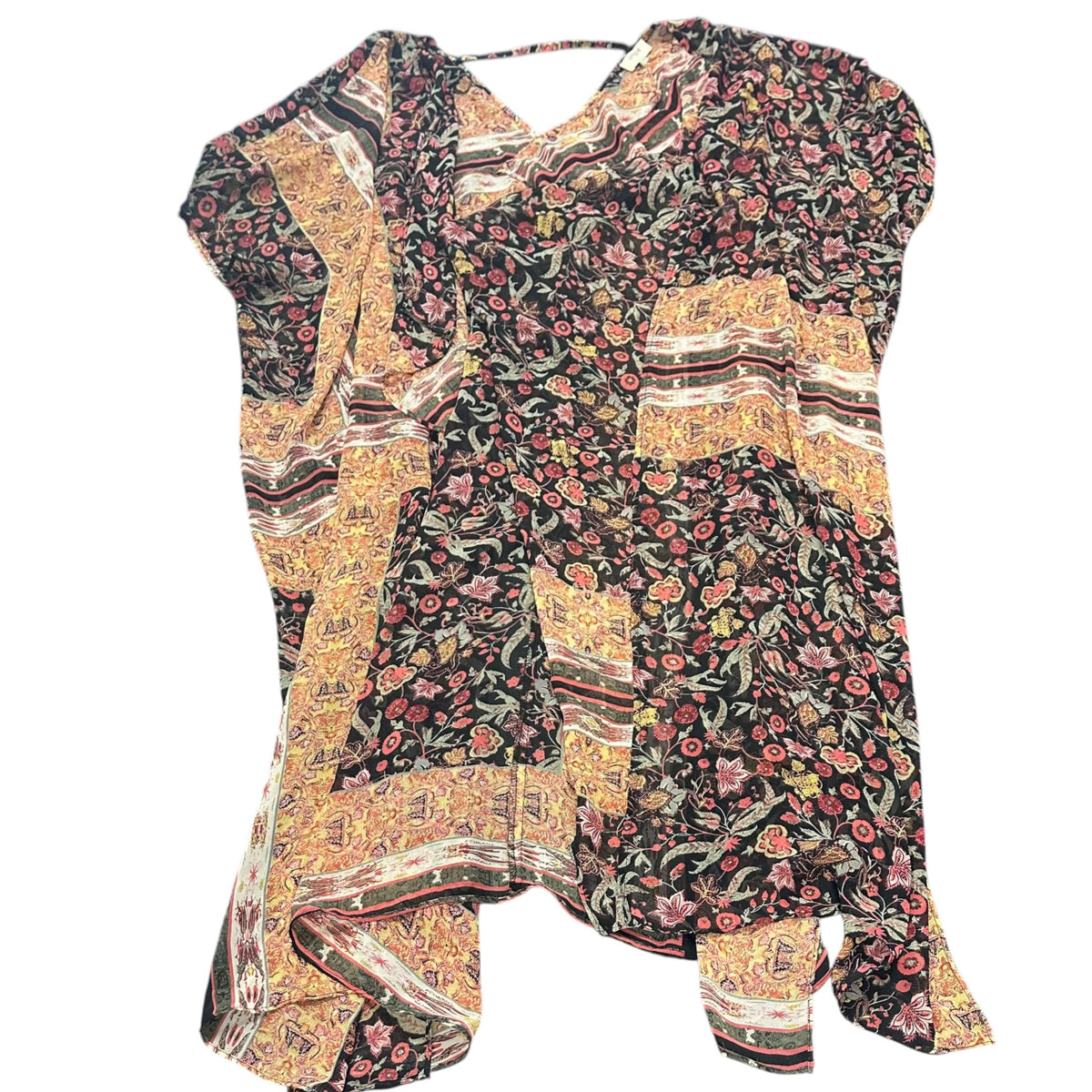 UMGEE BLACK FLORAL SEMI SHEER BOHO KIMONO 100 M/L