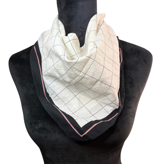 BLACK WHITE PINK SQUARE SCARF