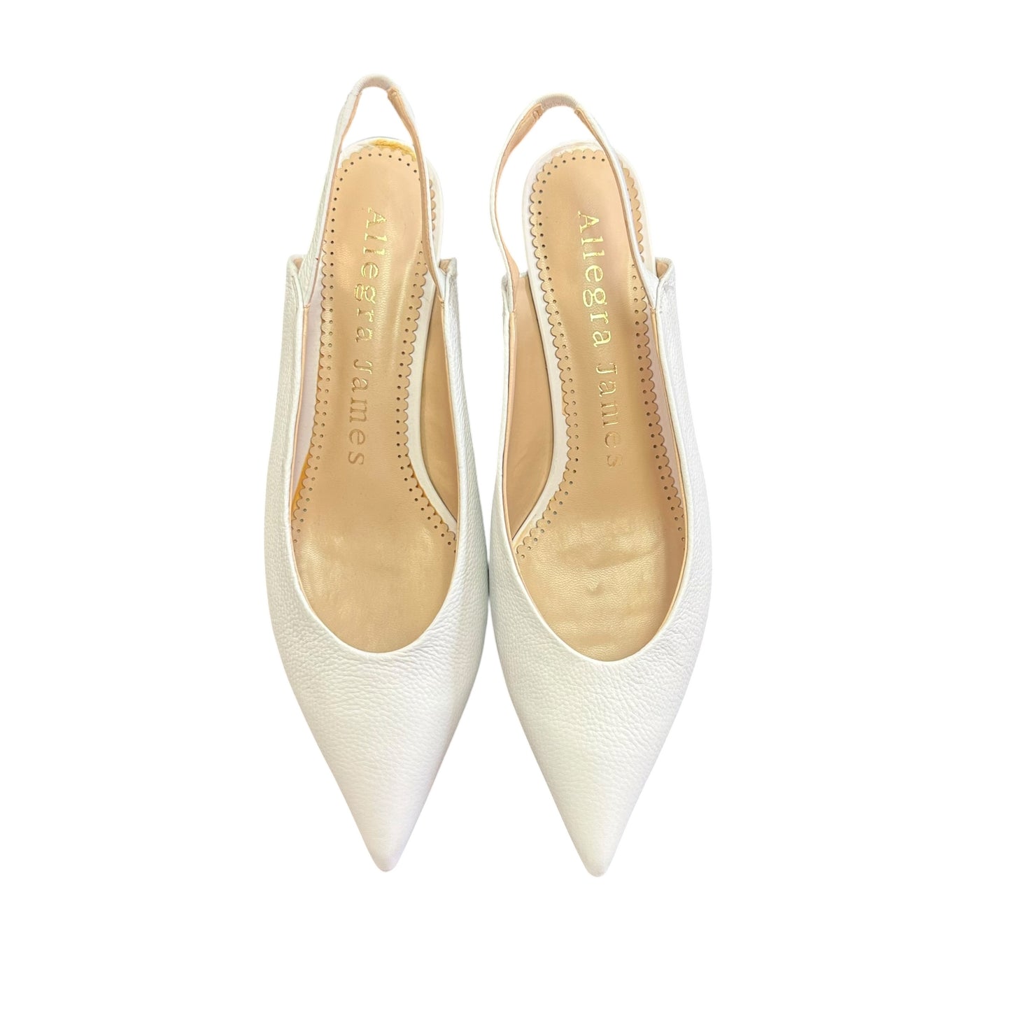 ALLEGRA JAMES WHITE CELINE SLING BACK HEELS 214 SZ 8.5