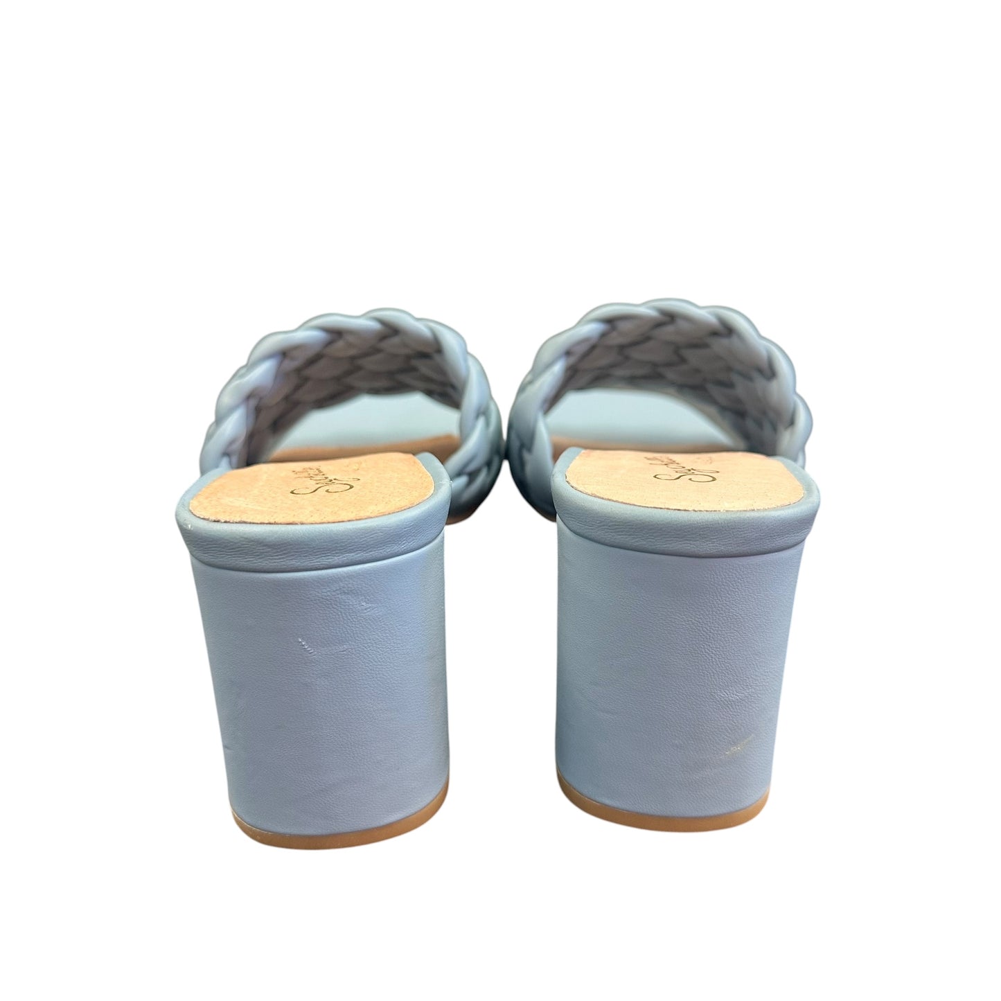 SEYCHELLES BLUE BRAIDED OPEN TOE HEELS 123 SZ 10
