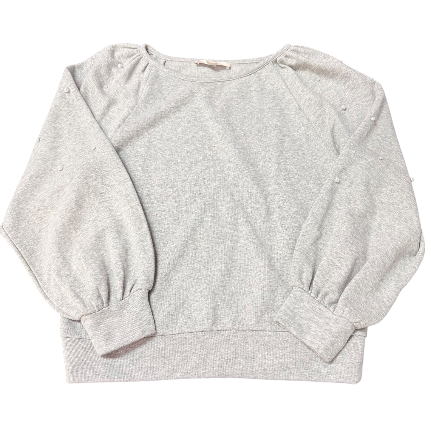 LOFT GRAY SWEATSHIRT PEARL BALLOON SLEEVES 247 SMALL