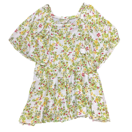 CACTUS + PEAR GREEN WHITE FLORAL GAUZE DRESS 278 LARGE